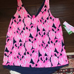 Lilly Pulitzer reversible flamingo top size XS NWT